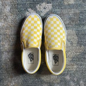 Vans Yellow Checkerboard Slip-Ons in Women’s Size 7